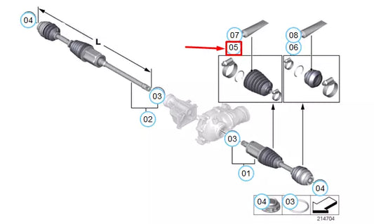 NEW BMW X5 F15 FRONT AXLE INNER CV JOINT BOOT REPAIR KIT 31607608095 ORIGINAL