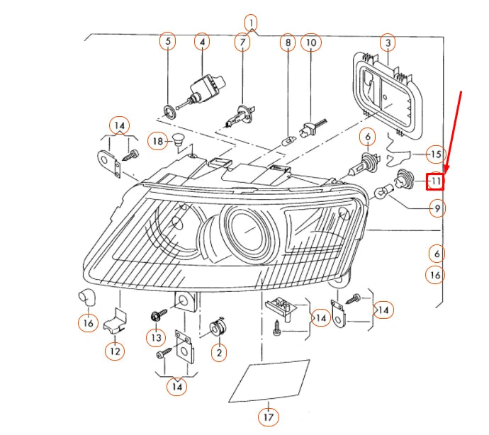 NEW AUDI A6 C6 FRONT TURN SIGNAL BULB SOCKET MOUNTING 1K6953123D ORIGINAL