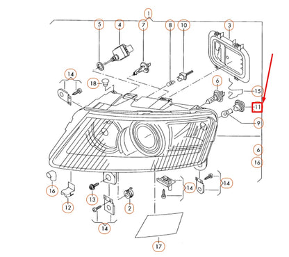 NEW AUDI A6 C6 FRONT TURN SIGNAL BULB SOCKET MOUNTING 1K6953123D ORIGINAL
