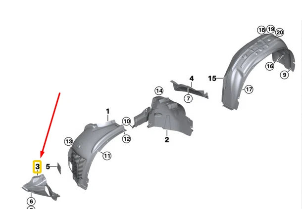 NEW BMW X5 F15 FRONT LEFT WHEELARCH BOTTOM COVER 51717304045 7304045 ORIGINAL