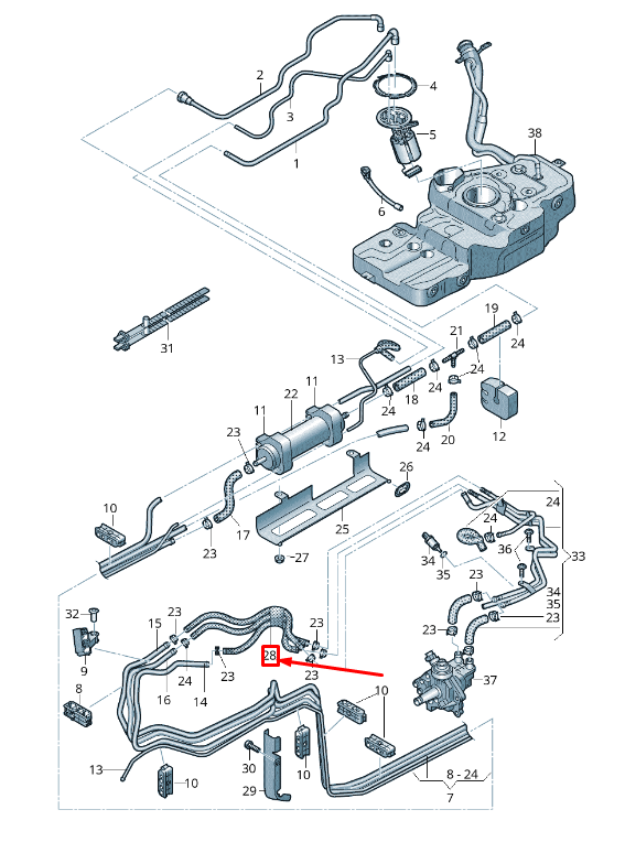 new audi q5 8r fuel hose 8r0201214m original
