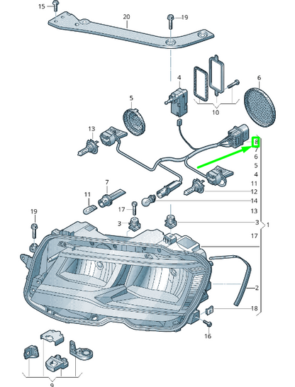 new volkswagen tiguan ad mk2 front headlight cable harness 5na971671 original