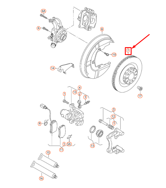new audi rs4 avant quattro b7 rear right vented brake disc 8e0615602d original