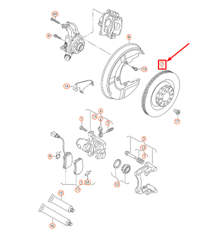 new audi rs4 avant quattro b7 rear right vented brake disc 8e0615602d original