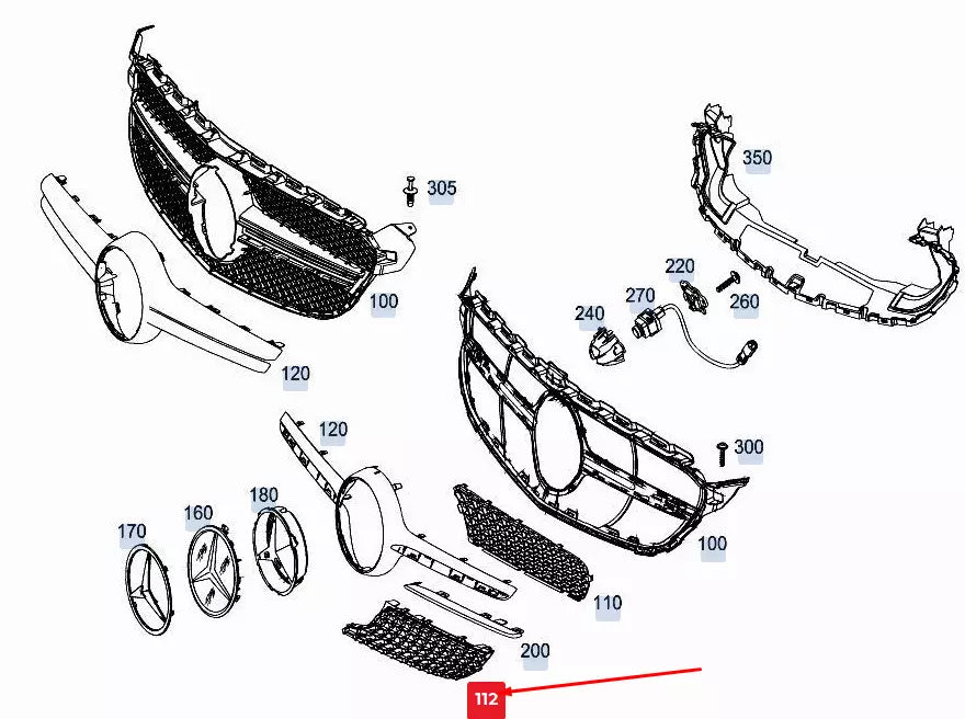 NEW MERCEDES-BENZ C COUPE C205 LEFT RADIATOR GRILLE INSERT A2058881560 ORIGINAL