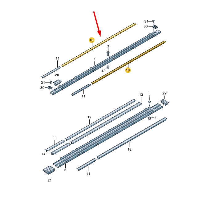 new vw transporter v t5 7h mk5 guide rail cover trim 7e6883387b8q8 original
