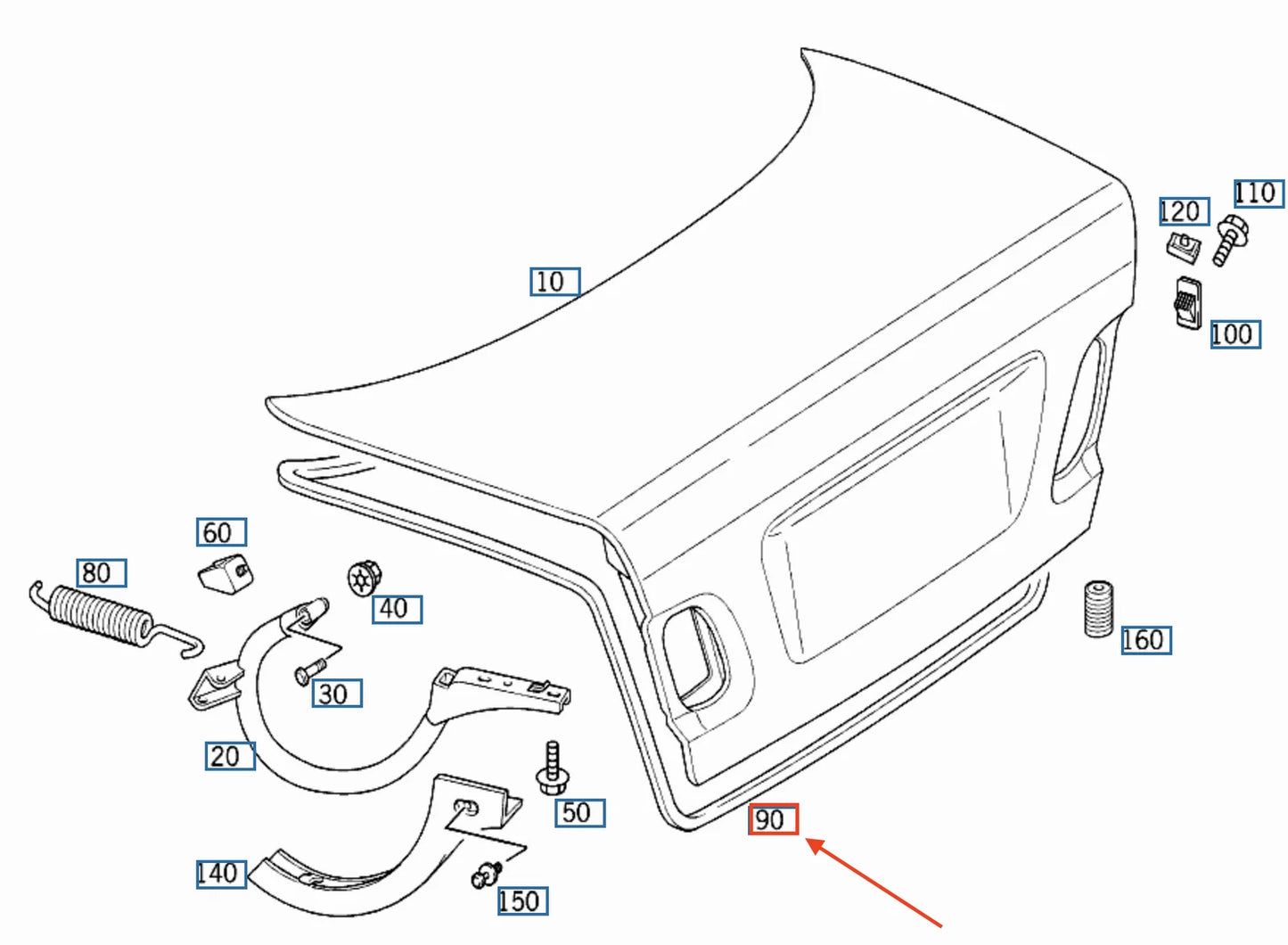 NEW MERCEDES-BENZ E W210 REAR TRUNK LID SEAL A2107500198 ORIGINAL