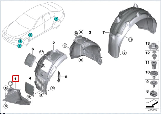 NEW BMW M8 CABRIO F91 FRONT RIGHT WHEEL ARCH LINER EXTENSION 51718079992