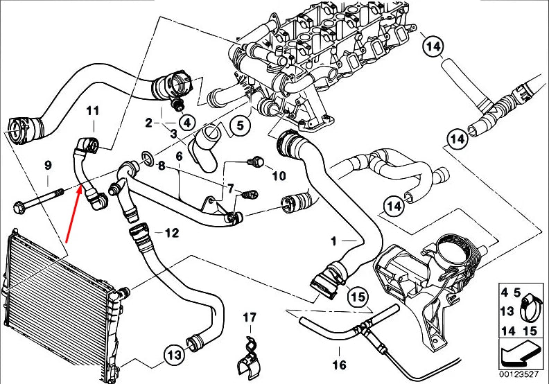 NEW BMW 5 E39 COOLING SYSTEM WATER HOSE 2247725 11532247725 ORIGINAL