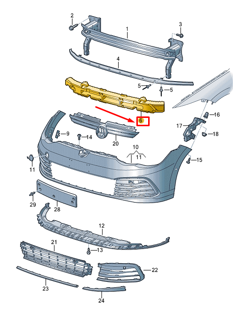 new vw golf cd mk8 front center bumper foam filler piece 5h0807248aa original
