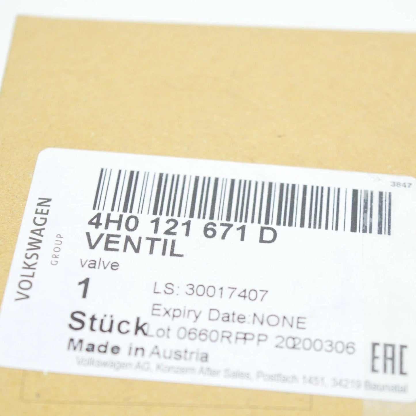 NEW AUDI A4 B8 HEATER CONTROL VALVE SOLENOID 4H0121671D ORIGINAL