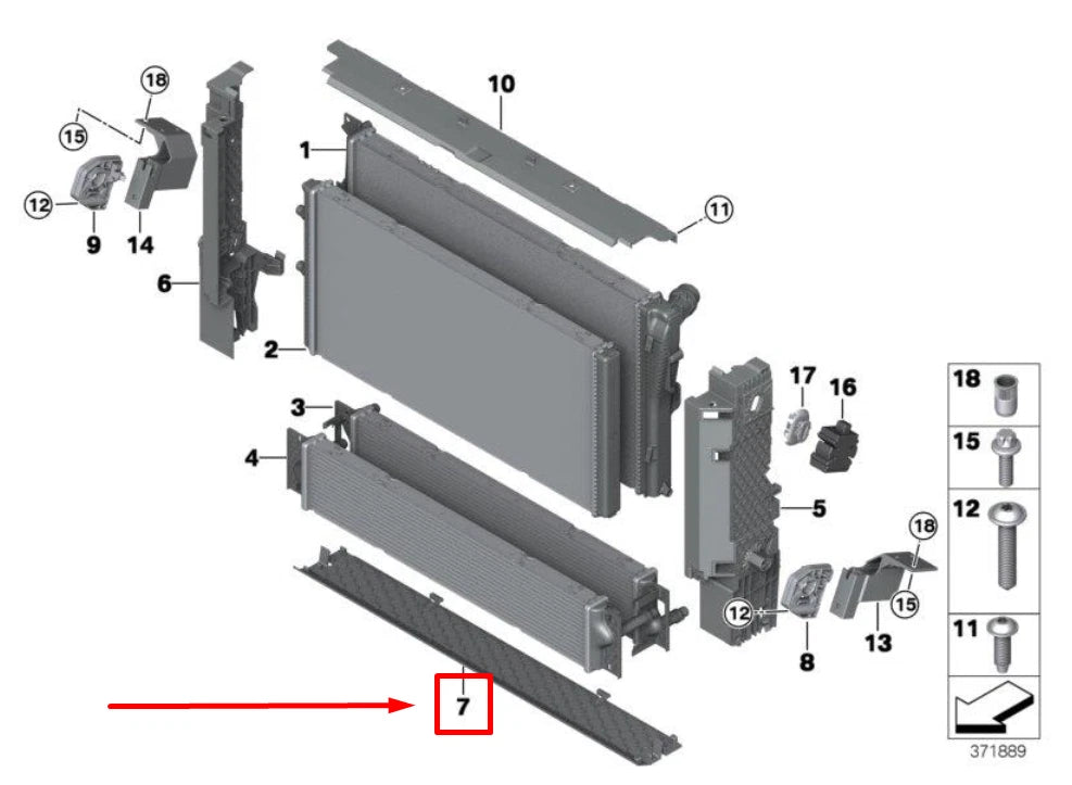 NEW BMW I8 I12 LOWER COOLANT RADIATOR MOUNTING SEAL 17117649147 7649147 ORIGINAL