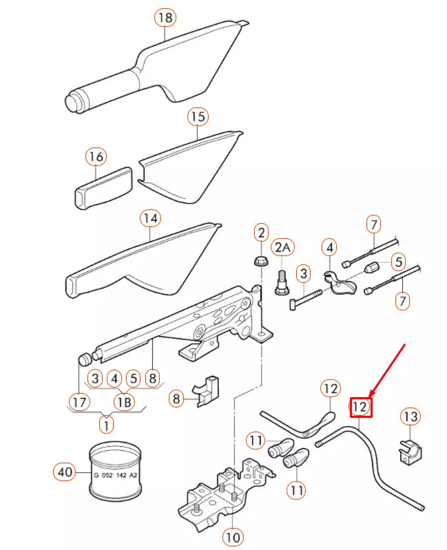 NEW VOLKSWAGEN BEETLE 9C HANDBRAKE CABLE RIGHT GUIDE TUBE 1J0711952C ORIGINAL