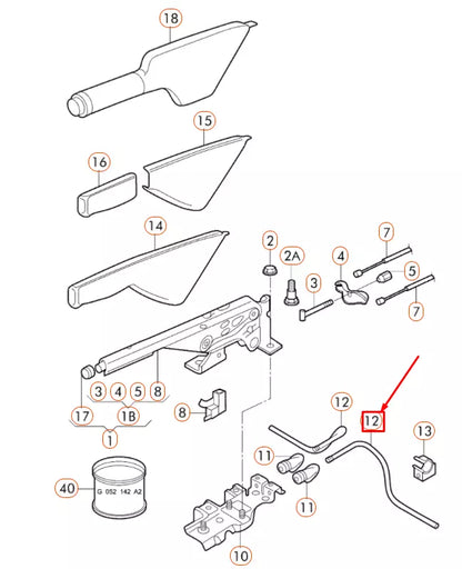 NEW VOLKSWAGEN BEETLE 9C HANDBRAKE CABLE RIGHT GUIDE TUBE 1J0711952C ORIGINAL