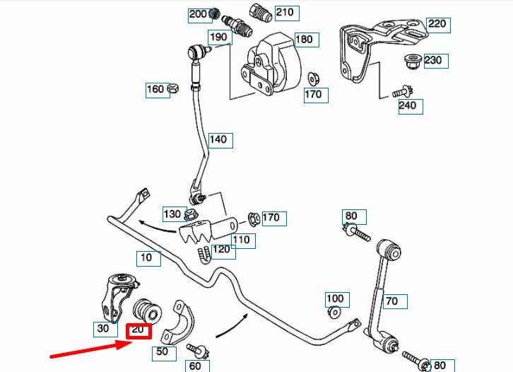 NEW MERCEDES-BENZ C W203 REAR TORSION BAR RUBBER BUSHING A2033260181 ORIGINAL