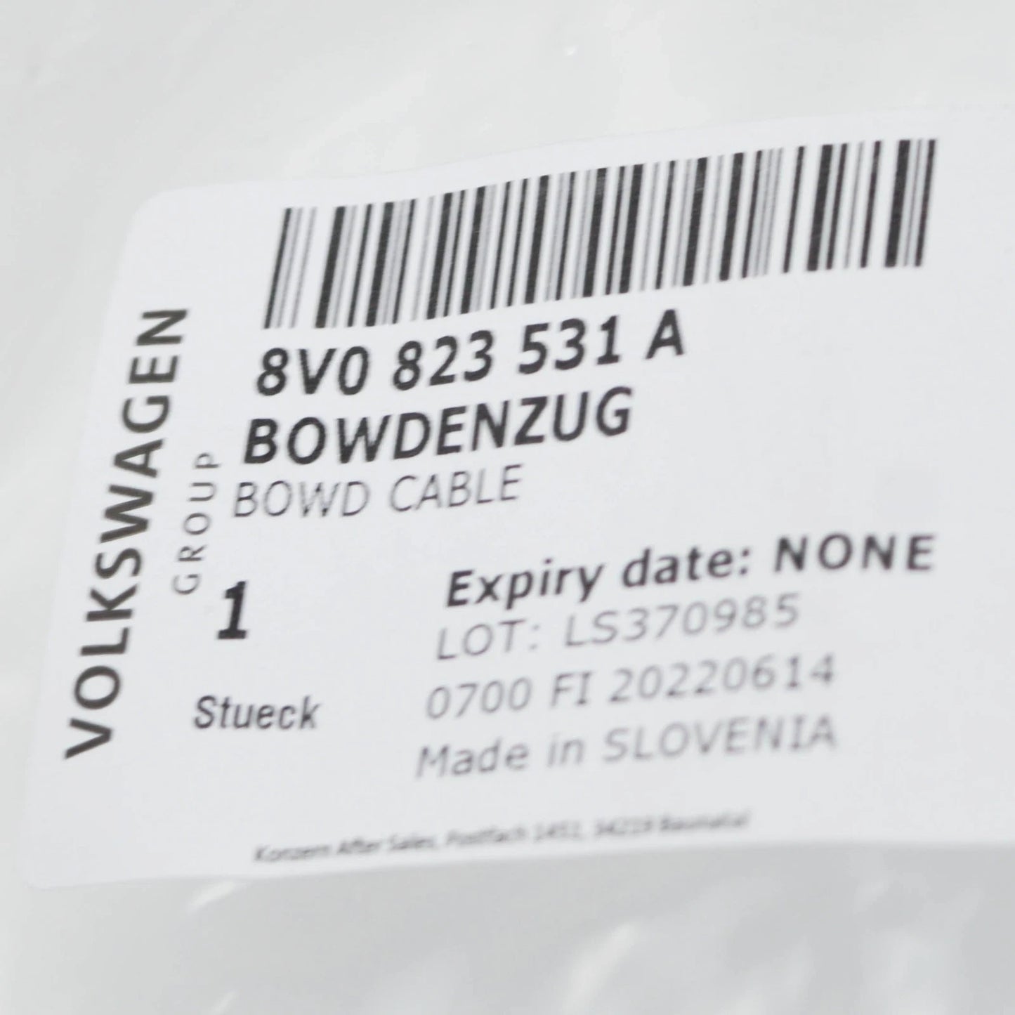 NEW AUDI A3 8V BONNET LOCK CABLE 8V0823531A ORIGINAL