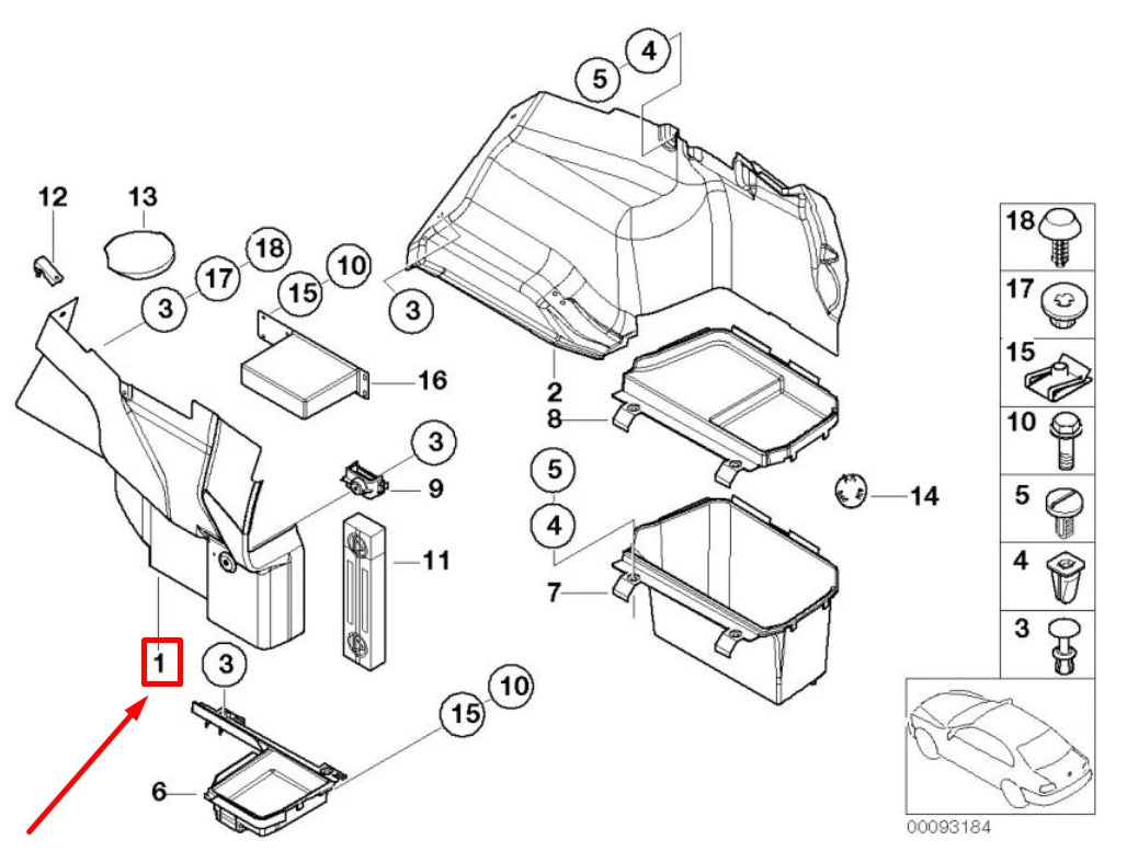 NEW BMW 3 E46 REAR LEFT TRUNK TRIM 51478266561 8266561 ORIGINAL