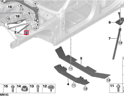 NEW BMW 7 G11 G12 FRONT RIGHT BODY REINFORCEMENT 51617329606 7329606 ORIGINAL