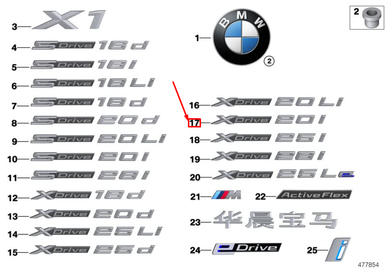 new bmw x1 f48 x drive 20i label 7406679 51147406679 original