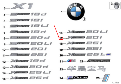 new bmw x1 f48 x drive 20i label 7406679 51147406679 original