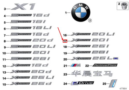 new bmw x1 f48 x drive 20i label 7406679 51147406679 original