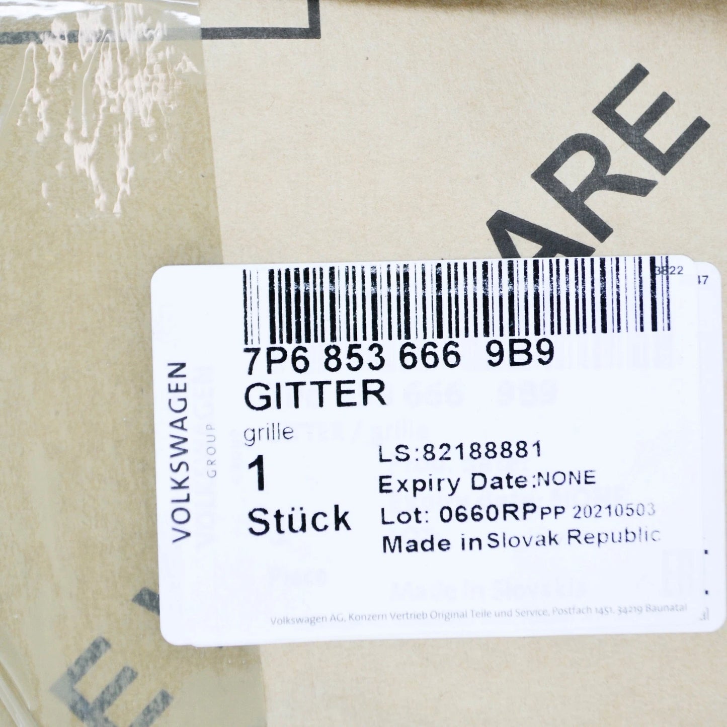 NEW VOLKSWAGEN TOUAREG 7P FRONT BUMPER RIGHT GRILLE 7P68536669B9