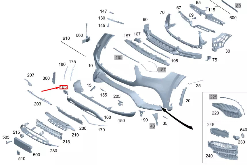NEW MERCEDES-BENZ GLE W167 FRONT BUMPER TOW EYE COVER A1678857603 ORIGINAL