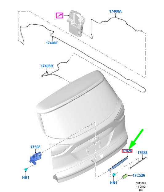 new ford kuga mk2 c520 rear window wiper arm bb53-17b412-ba 2208857 original