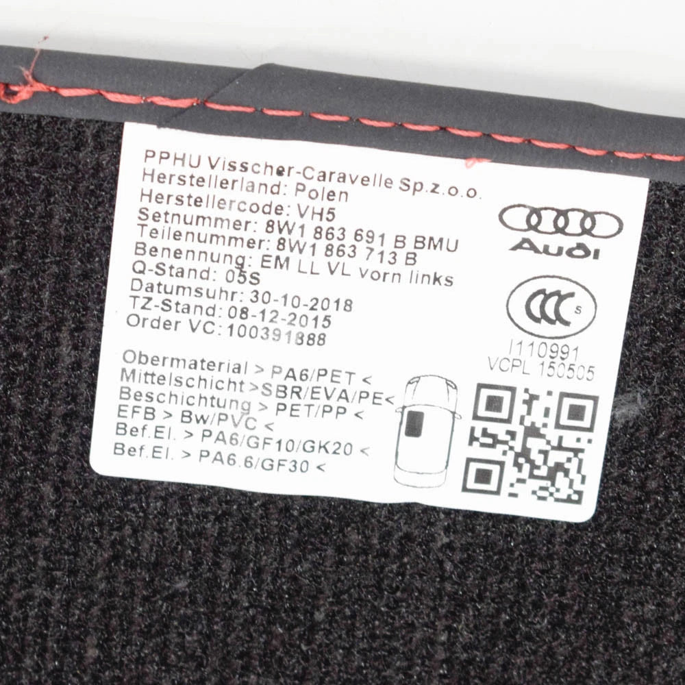 NEW AUDI A4 AVANT B9 VELOUR BLACK FRONT FLOOR MAT SET 8W1863691BBMU LHD