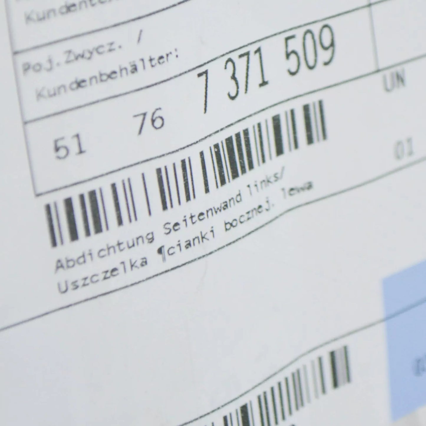 NEW BMW 8 CABRIO G14 FRONT LEFT SIDE PANEL SEALING 51767371509 ORIGINAL