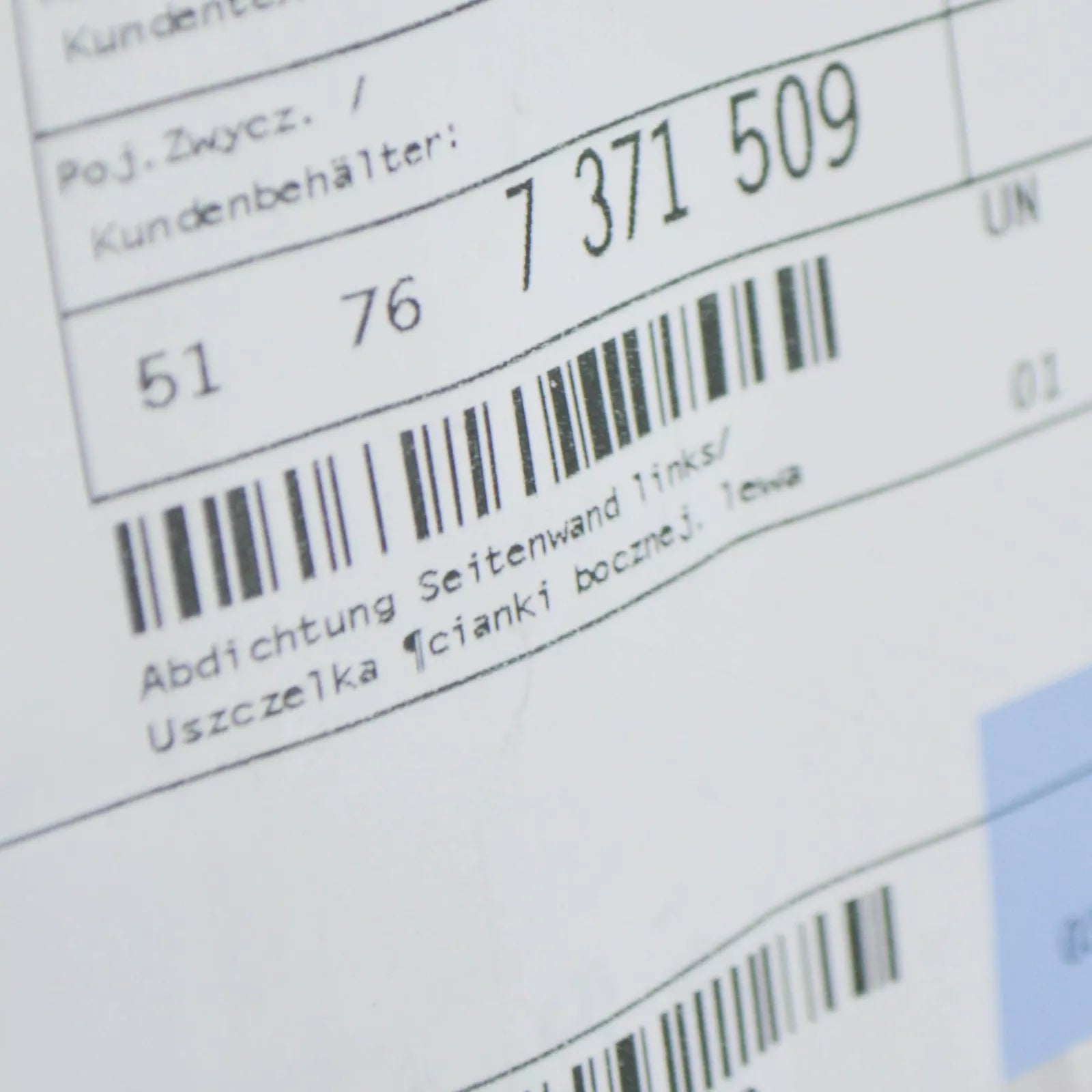 NEW BMW 8 CABRIO G14 FRONT LEFT SIDE PANEL SEALING 51767371509 ORIGINAL