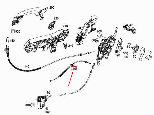 new mercedes-benz cls c257 rear door lock cable a2227200613 original