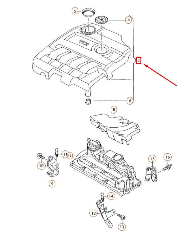 NEW VW BEETLE A5 ENGINE INTAKE MANIFOLD COVER 'VW' 'TDI' 03L103925AM ORIGINAL