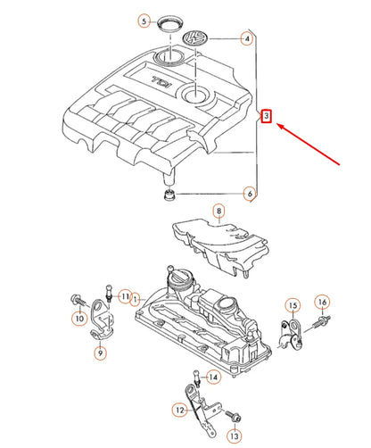 NEW VW BEETLE A5 ENGINE INTAKE MANIFOLD COVER 'VW' 'TDI' 03L103925AM ORIGINAL
