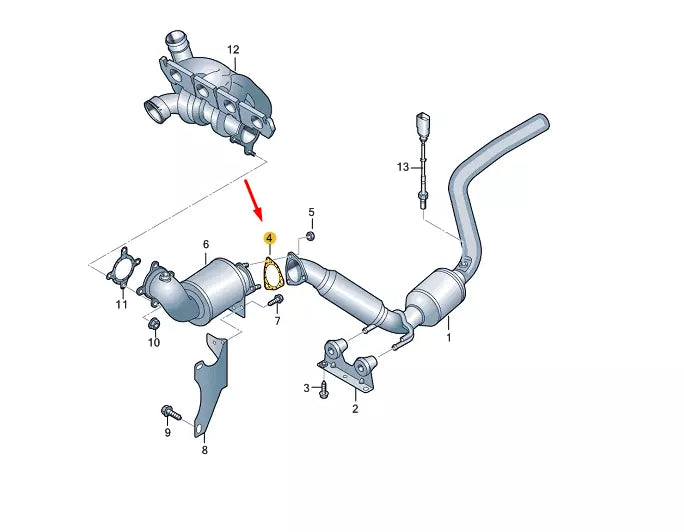 NEW VW TRANSPORTER VI T6 EXHAUST PIPE WITH CATALYST SEAL 7E0253115A