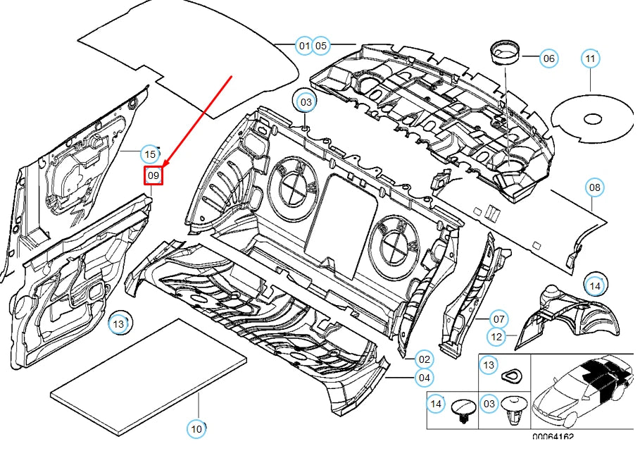 NEW BMW 3 E46 REAR LEFT DOOR SOUND INSULATING 51488196127 8196127 ORIGINAL