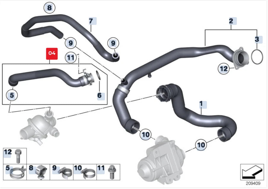 NEW BMW 6 GRAN COUPE F06 COOLANT HOSE PIPE 11537605152 ORIGINAL