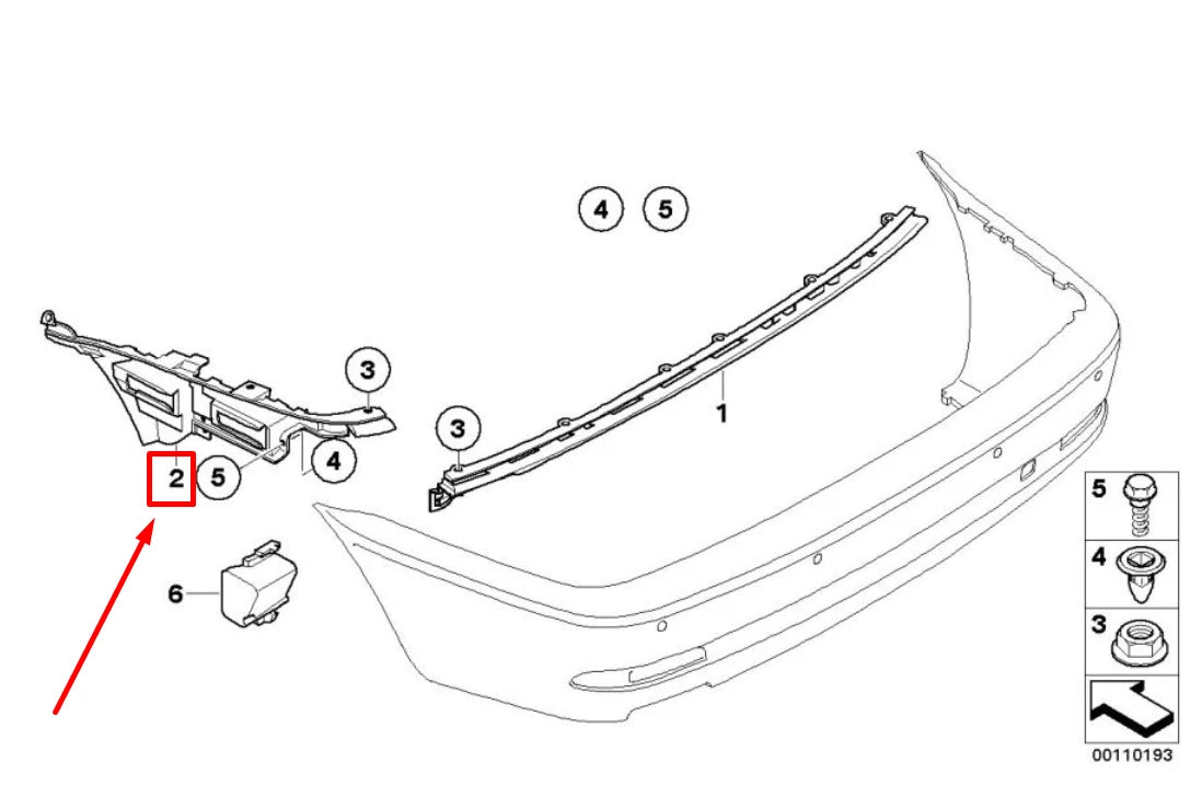 NEW BMW 3 E46 REAR RIGHT BUMPER GUIDE 51127065482 7065482 ORIGINAL