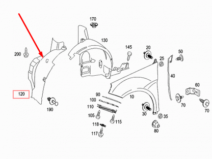 new mb b-class w245 front left mud splash guard front part a1696988130 original