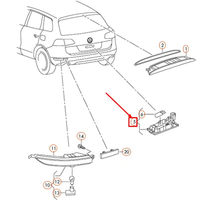 NEW VOLKSWAGEN TOUAREG 7P REAR LED LICENSE PLATE LIGHT 3AF943021A
