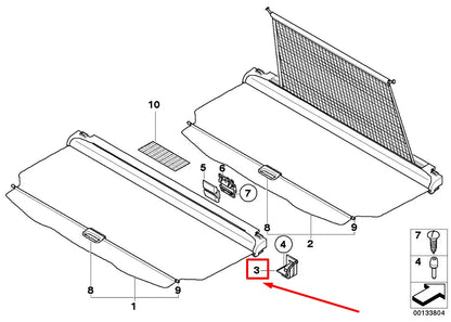 NEW BMW X3 E83 LEFT SUPPORT ROLL.BLIND SIGHT PROTECT 7026709 51477026709