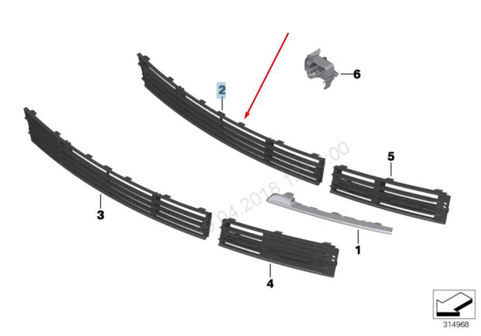 NEW BMW 7 F01 FRONT BUMPER CENTER GRILLE 51117295273 7295273 2015 ORIGINAL