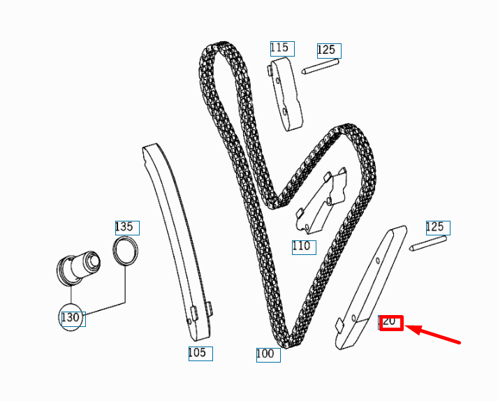 NEW MERCEDES-BENZ S W220 BOTTOM LEFT TIMING CHAIN GUIDE A1370520816 ORIGINAL