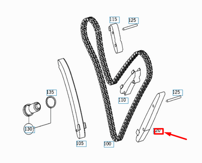 NEW MERCEDES-BENZ S W220 BOTTOM LEFT TIMING CHAIN GUIDE A1370520816 ORIGINAL