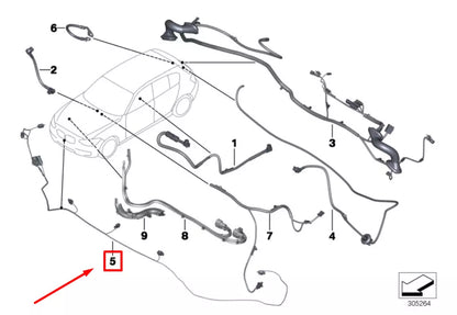 NEW BMW 3 F30, F80 FRONT APRON CABLE HARNESS 61129365042 9365042 ORIGINAL