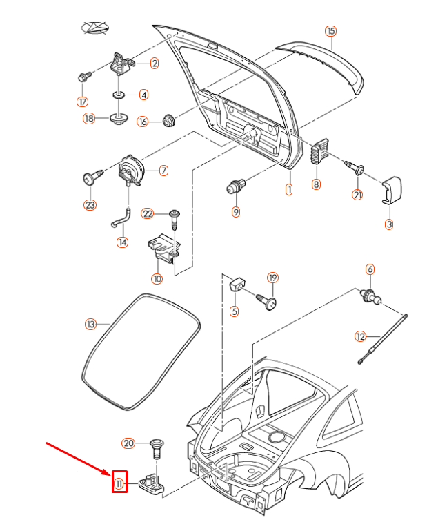 NEW VOLKSWAGEN BEETLE A5 REAR LID STRIKER PLATE 1T0827517A ORIGINAL
