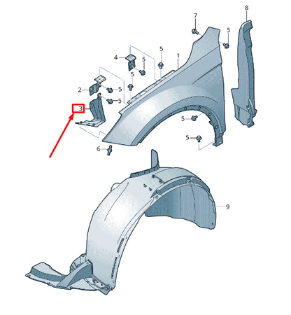 new seat tarraco kn left fender brace 5fj821135 original
