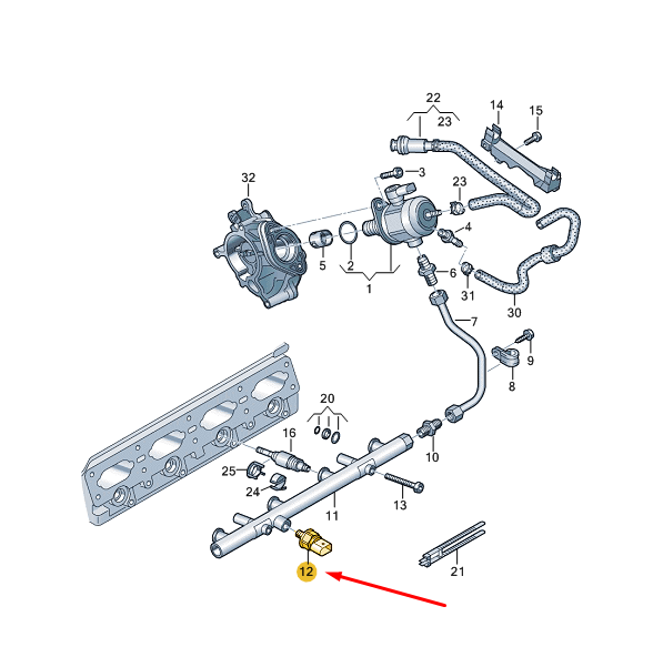 new audi q5 fy fuel pressure sensor 06k906051c original