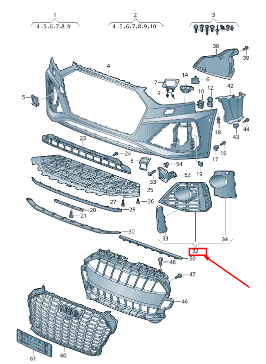 new audi a5 sportback f5 front left air guide grille 8w0807681asap6 original