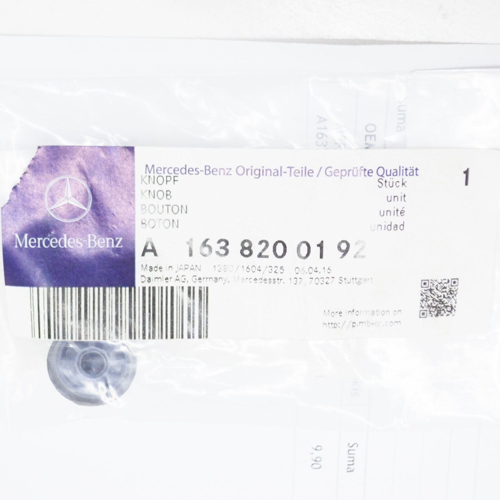 NEW MB E-CLASS W210 RADIO VOLUME KNOB SWITCH A1638200192 ORIGINAL